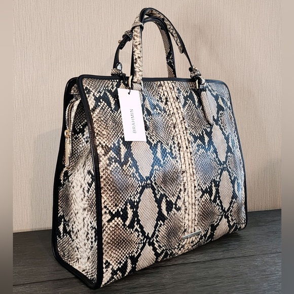 Brahmin Handbags - Brahmin Tia of Caviar Felix, Most Luxurious Italian Python Embossed Lthr Tote